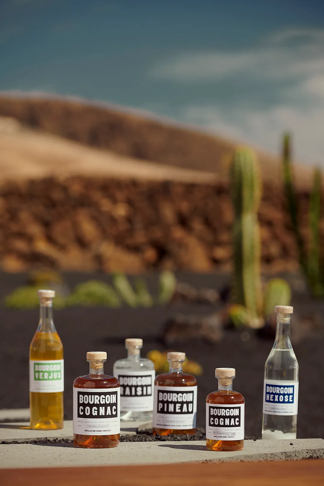 Packshot gamme bouteilles Bourgoin Cognac Lanzarote
